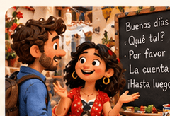 Escena de conversación cotidiana en español, en estética de plastilina stop motion semirrealista.